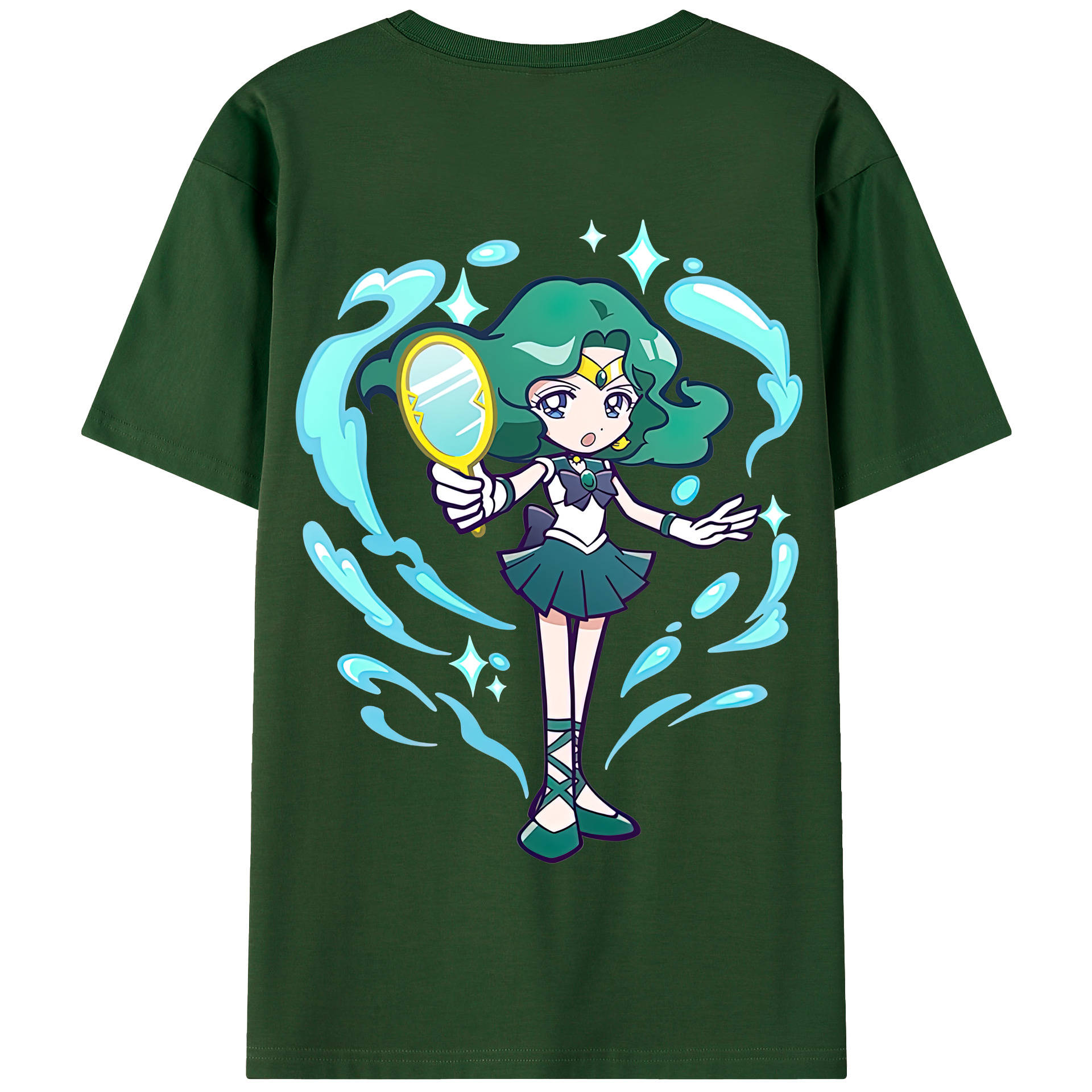 （画像用） 美少女戦士セーラームーン 海王 みちる（かいおう みちる） Sailor Moon Kaiou Michiru 綿100％半袖Tシャツ（背面プリント）